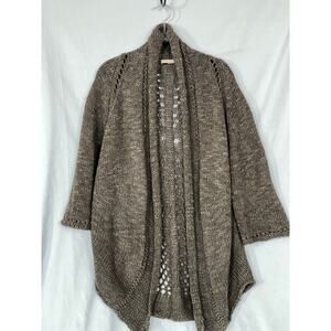 Chiaramente Open Cardigan, Wool/Alpaca Blend, made in Italy, Large, Brown